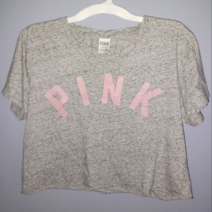 PINK VS Gray and Pink Cropped Tee